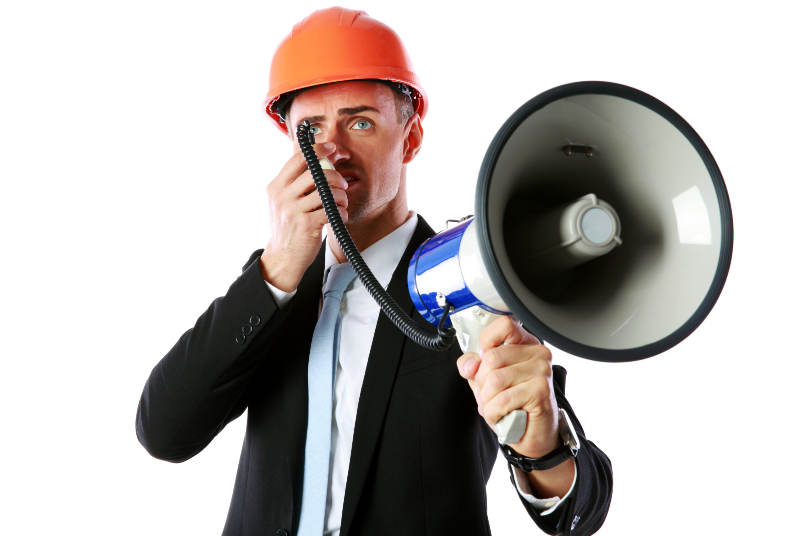 Prepare for the Worst: Essential Steps for Every Household 1 businessman in helmet shouting with megaphone over white background scaled
